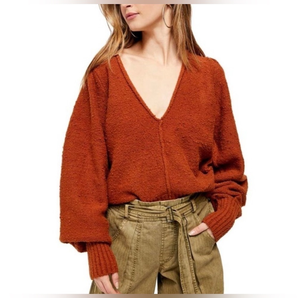 Free People Reverie cotton blend soft fluffy plush oversized sweater S NWT